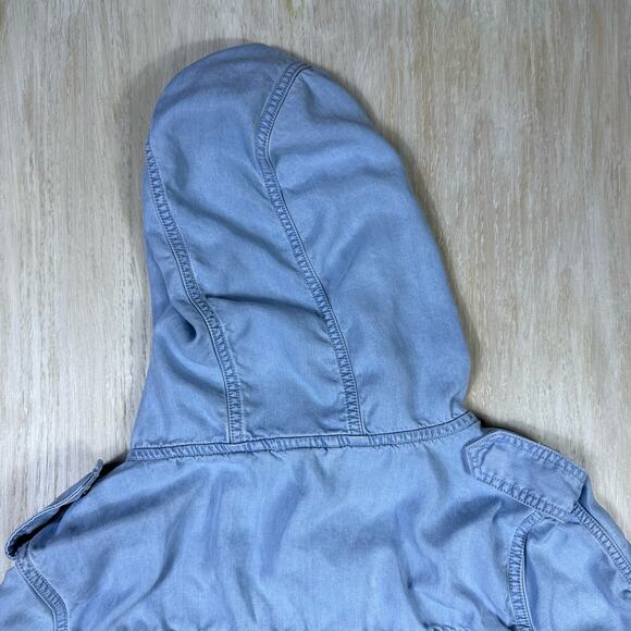 Lorna Jane LJ Black Chambray Denim Casual Outdoor Parka Hooded Jacket Medium - Picture 13 of 16